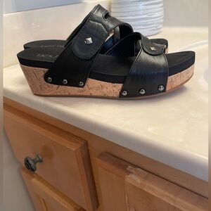 Black Corkys wedge sandals